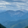 A mountain with a forest of pine trees in the background.